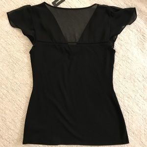 Express Black Blouse with Ruffled Shoulders